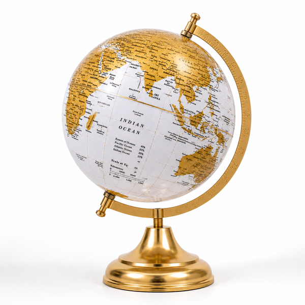 10-Inch White & Gold Educational World Globe - image 1