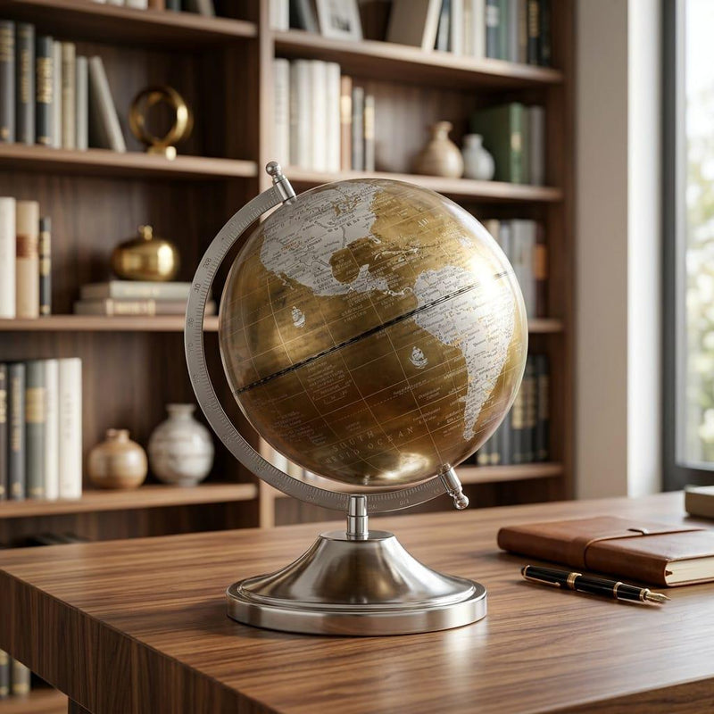 10 Inch Golden White Globe with Magnifier - image 1