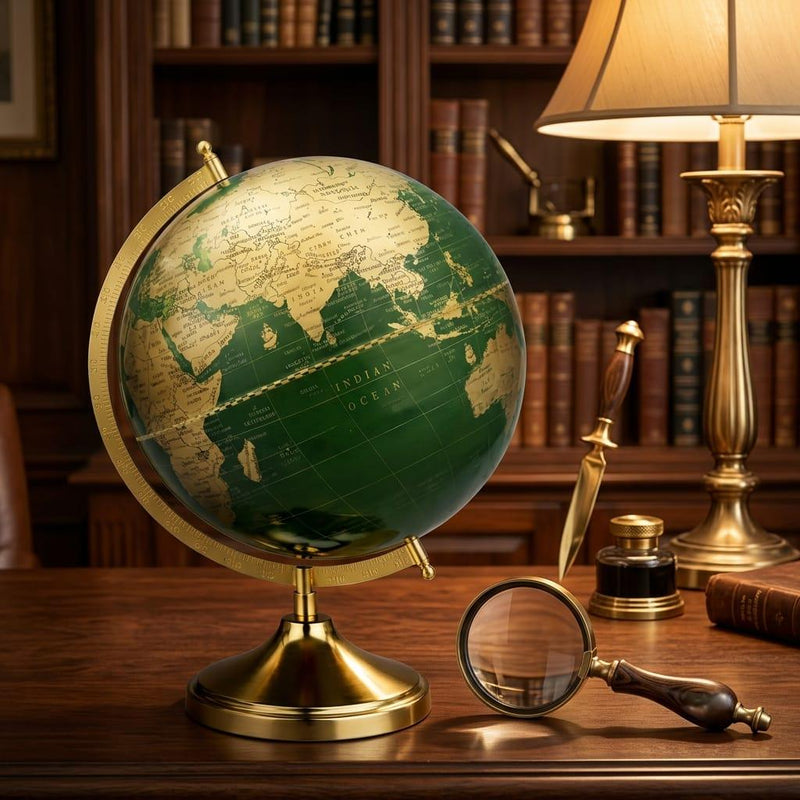 10 Inch Green World Globe with Magnifier - image 1